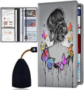 Car Registration and Insurance Card Holder for Women Men, Waterproof PU Leather Glove Box Car Organizer with Magnetic Shut, Vehicle Document Holder for Driver License,Cards, Butterfly Girl Pattern