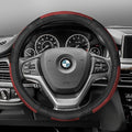 FH Group Universal Fit Deluxe Full Grain Authentic Leather Red Steering Wheel Cover Fits Most Cars, SUVs