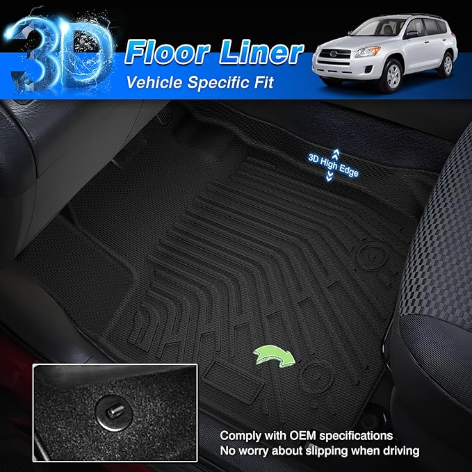 Cartist Floor Mats & Cargo Liner Fit for Toyota RAV4 2006-2012 Accessories All Weather Cargo Liners Carpet Protection
