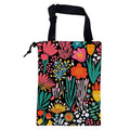 KXWQTRDD Car Garbage Bag Modern Flower and Green Leaves Hanging Canvas Car Trash Bag Drawstring Car Back Seat Organizer for Car Back Front Seat Console with Adjustable Buckle