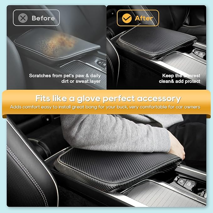 LFOTPP Central Console Armrest Box Cover Fit for Volov 2021 2022 2023 2024 2025 2026 XC60 S60 SPA Cover Car Armrest Cover Auto Center Console Pad (XC60 S60 Carbon Fiber)