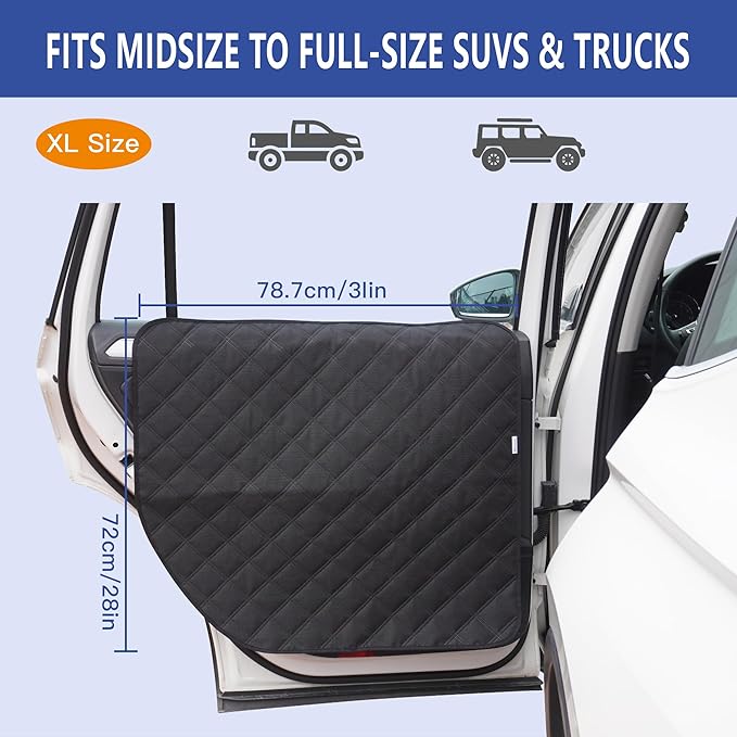 ALLANSING Dog Car Door Protector for Large SUV & Truck – XL Size, Anti-Scratch/Stain-Resistant, Window-Roll-Compatible, 2-Pack, Secure Fit for Wide/Tall Doors (Black)