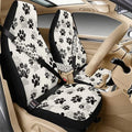 Qeluxign Paw Print Auto Seat Covers with Car Center Console Cover, Belt Cover PU Leather Breathable Full Set Bucket Seat Covers, Pack of 5, Universal Fit for Sedan,SUV