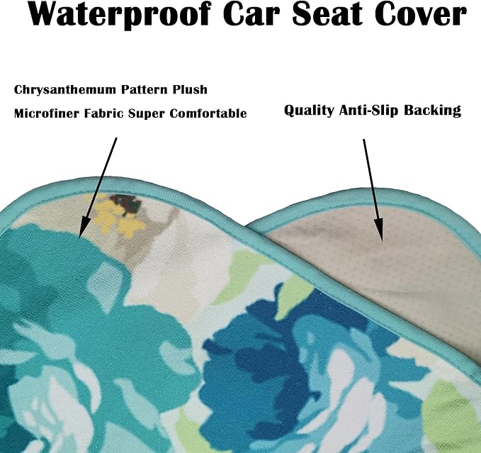 LoyaGour Car Seat Cover Protector Front Seats,for Gym Workout,Running,Swimming,Beach and Hiking,Waterproof Sweat Towel Bucket Seat Covers for Cars SUV Trucks (Chrysanthemum, 2Pcs)