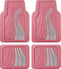 Road Comforts Car Floor Mats Full Set – Front & Rear Car Floor Mats with Aluminum Design, Anti-Slip Backing, All-Weather Protection, Trim-to-Fit Car Mats for Most Sedans, SUVs & Vans -All Pink