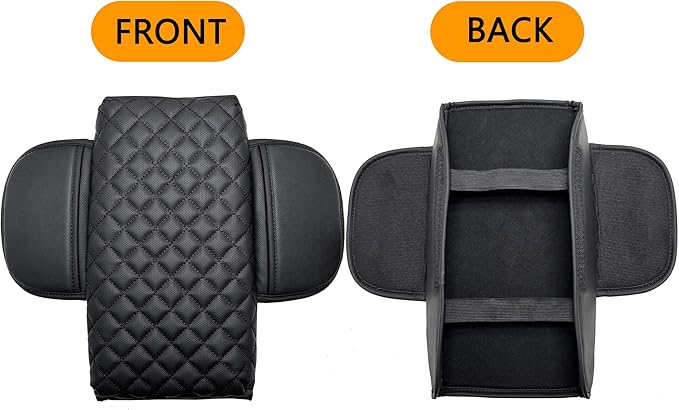 Center Console Cover for Ford Explorer 2026 2025 2020-2024 Accessories 1.2in Thickness Armrest Cover Leather Arm Rest Box Lid Protector Cushion Pad Middle Console Cover with Side Pockets(Black Stitch)
