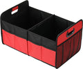 Simple Deluxe Trunk Organizer for Car/SUV/Truck, Collapsible 2 Compartment Automotive Storage Box, 600D Waterproof Oxford Polyester 50L Travel Accessories, Anti-slip & Leak-proof, Red New