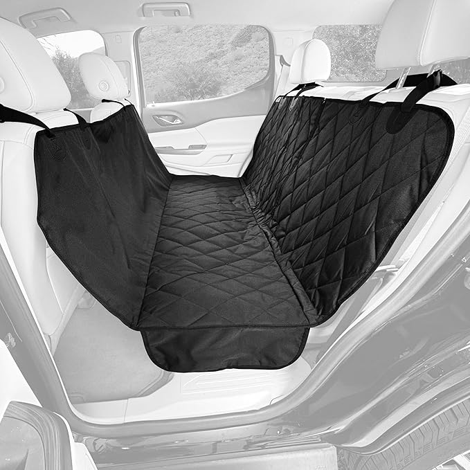 4Knines Dog Hammock for Full Size Trucks & Large SUVs (XL, Black) – Bench Seat Covers for Trucks with 60/40 Split Seats - Armrest & Seatbelt Access – Waterproof, Easy Install, Machine Washable