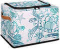 Sea Turtle Ocean Storage Bins With Zipper Lid, Collapsible Trunk Organizer, Car Organizers and Storage Bins with Lids, Decorative Storage Boxes with Handle, Home Storage Baskets for Organizing