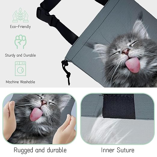 NHNXHWIA Adorable Cat Car Garbage Bag,Kitten Yawning Waterproof Small Car Trash Bag Hanging Back of Seat,Drawstring Hanging Car Trash Bag with Adjustable Buckle for Car Accessories