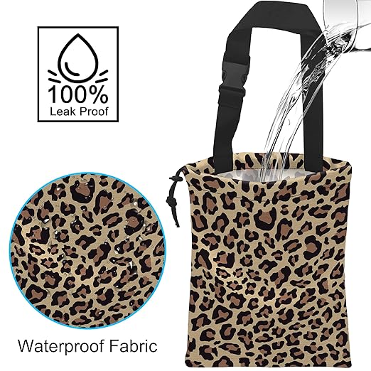 ghatobty Car Trash Bag Hanging Brown Leopard Print Car Trash Can Waterproof Garbage Bag Hanging for Car Back Seat