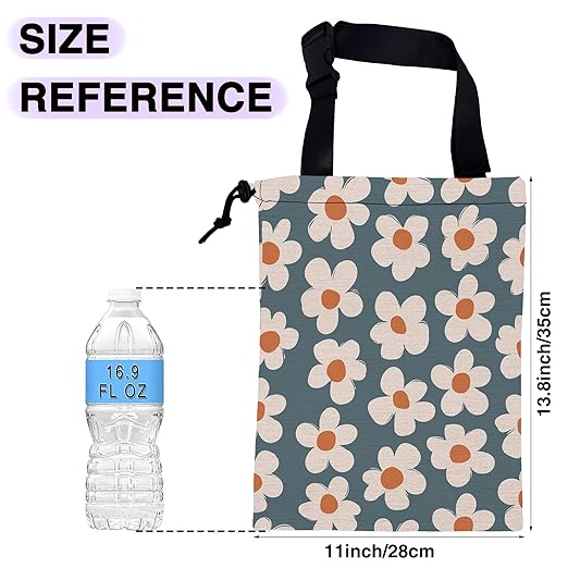 UUCBTAH Car Trash Bag Cute Flowers Car Trash Bin Leakproof Waterproof Car Trash Can for Back Seat, Foldable Car Garbage Bag with Adjustable Straps and Drawstring for Car Accessories