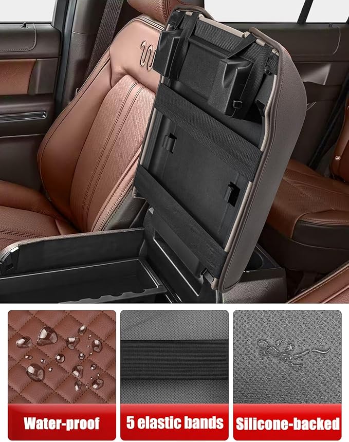 KBH Center Console Armrest Cover for 2015-2020 Ford F150, 2017-2022 F250-F550, 2018-2024 Expedition, Bucket Seat, PU Leather Cushion Pad, Anti-Scratch (Not for Other Years)