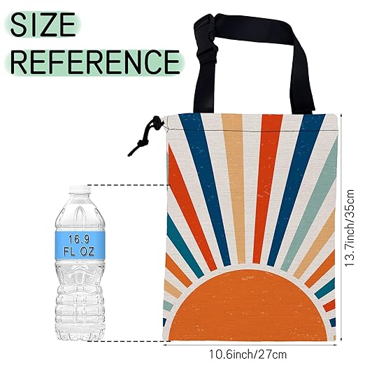 NHNXHWIA Retro Sunburst Car Garbage Bag,Colourful Sunrise Waterproof Small Car Trash Bag Hanging Back of Seat,Drawstring Hanging Car Trash Bag with Adjustable Buckle for Car Accessories