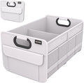 Homeve Trunk Organizer, Car Storage, Reinforced Handles, Collapsible Multi-Compartment Car Organizers, Foldable, Waterproof, 2 Compartments, Suitable for Car Accessories, SUV (White, Standard)