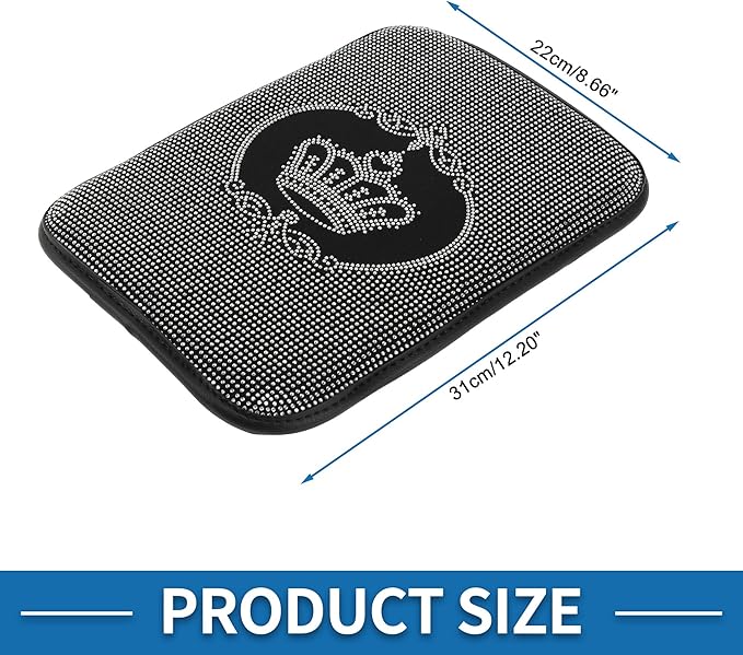 Car Armrest Cushion Pad Non-slip 12.20"x8.66" Suede White,Black Center Console Lid