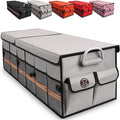LI LIBZAKI Big Car Trunk Organizer, Cargo Organizer SUV Trunk Storage Non Slip Bottom Waterproof Collapsible Durable Multi Compartments-(Oversize,Gray)