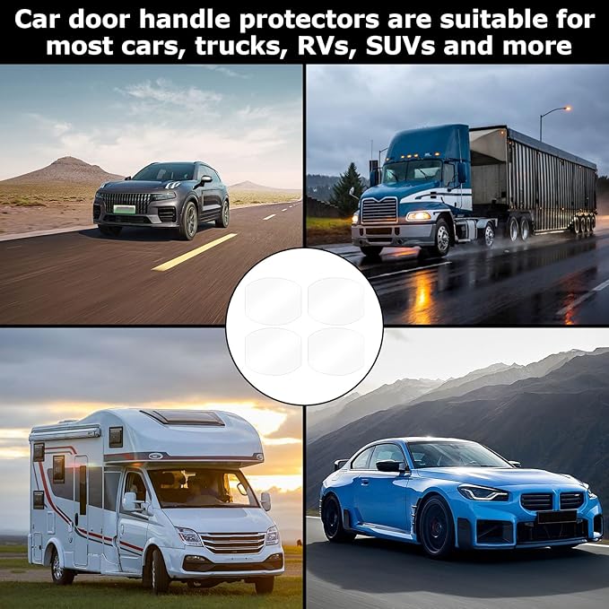 4 Pcs Car Door Handle Protector,Car Handle Protector,Door Handle Scratch Transparent Universal Door Handle Protector,for Vehicles,Door Scratch,Trucks,Suvs