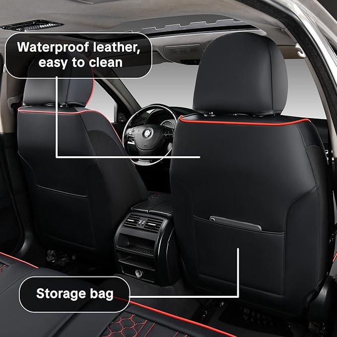 Wertigen Black Car Seat Covers Full Set,Waterproof Leather Car Seat Covers,Suitable for suvs, sedans, and Pickup Trucks