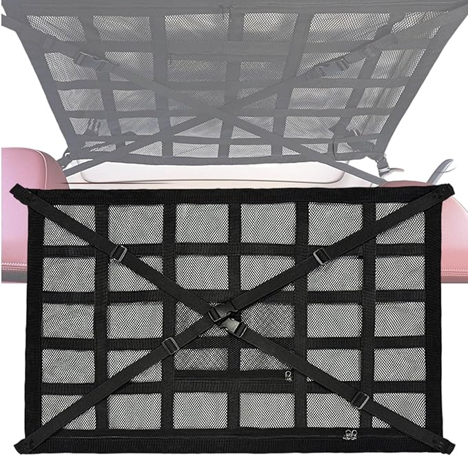 Overhead Car Organizer, Compatible with Chevrolet Silverado Pickup Truck 2019-2025 Car Roof Storage Net Universal Car Ceiling Storage for Camping Storage Bag,Black-Large