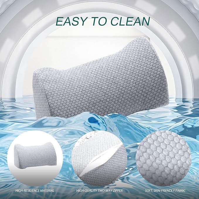 CHERRYARN Lumbar Support Pillow Memory Foam Breathable Support for Office Chair, Car Seat, Sofa, Bed - Relieves Back, Spine, Neck Pain for Ergonomic Comfort Gray 18 * 11 * 7.5in