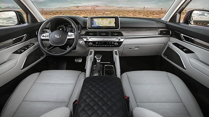 KMMOTORS Telluride Console Cover, Armrest Cushion, Vegan Leather, Console lid Protector, Anti-Scratch (Black)