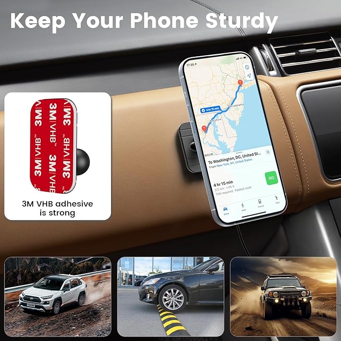 OHLPRO 15W Magsafe Car Mount Charger for iPhone 17, Fast Wireless Charging Magnetic CD Slot Holder with 3M Adhesive Base for Dashboard, Aluminum Shell, Compatible with iPhone 16/15/14 Pro Max, Black