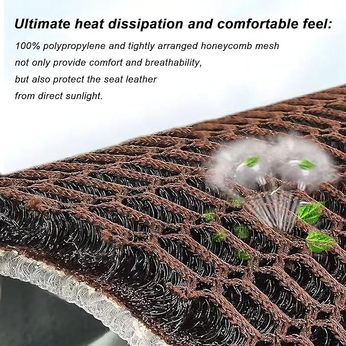 Cooling&Breathable 3D Air Mesh Car Seat Cushion for Summer, Universal Ventilated Comfortable Seat Pad, Suitable for Sedans,Vans,Pickup,Trucks,Suvs (Brown-1PcsBackCushion+1PcsSeatPad)