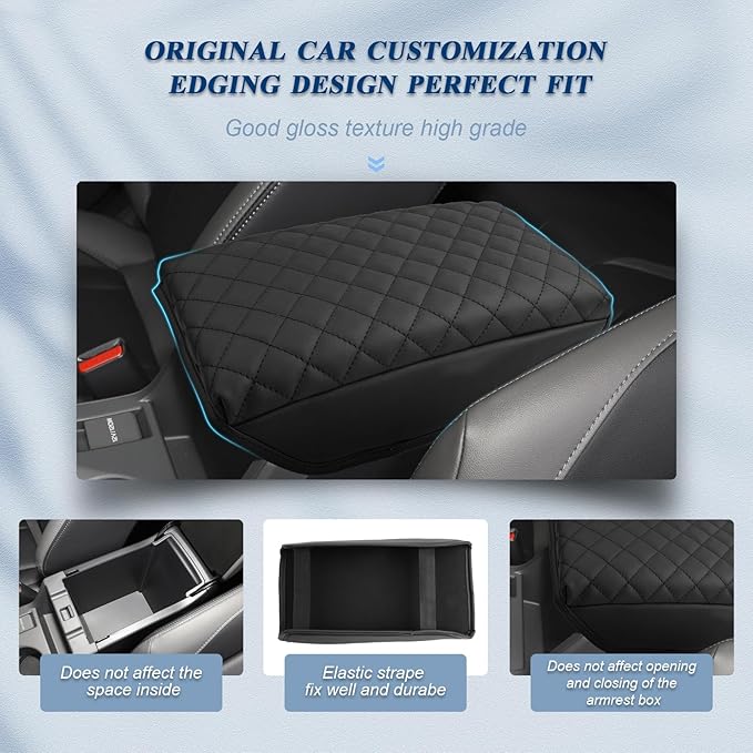 BIBIBO for 2024 Subaru Crosstrek Center Console Armrest Cover,Armrest Cushion 2023 2024 Subaru Crosstrek /2024 Subaru Impreza Arm Rest Cover, Crosstrek Car Arm Rest Pad Cover, (Black-Without Pocket)