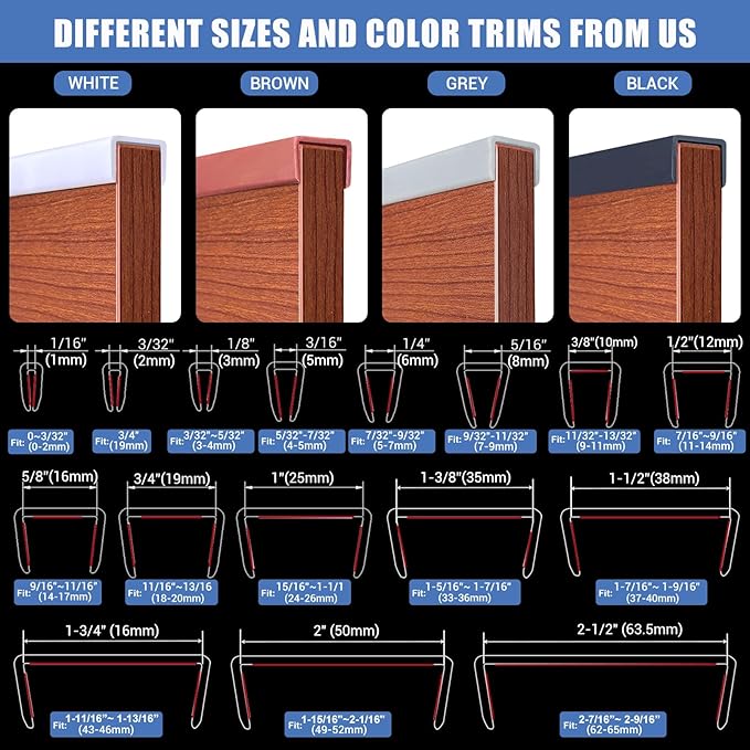 Rubber Edge Trim, Flexible Self Adhesive U Shaped Peel and Stick Edge Banding, 1-3/8"(35mm) U Channel Protector for Door Sides, Edge Guards for Woods, Furniture, 20Ft, Grey Color