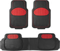FH Group Car Floor Mats - Heavy-Duty Rubber Floor Mats for Cars, Universal Fit Full Set, Trimmable Automotive Floor Mats, Climaproof Floor Mats for Most Sedan, SUV, Truck Floor Mats Red
