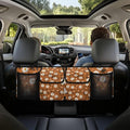 Orange Daisy Print Car Trunk Organizer Bag, Foldable Car Back Seat Storage Bag with 4 Pockets Car Interior Accessories for SUV MPV Sedans Pickup Jeep Trucks