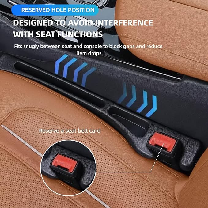 2 Pack Car Seat Gap Organizer, Seat Gap Filler Plug for Cars, SUVs & Trucks – Prevents Lost Items, Great for Rideshare, Daily Commute & Long Trips, Universal Fit PU Leather, Black