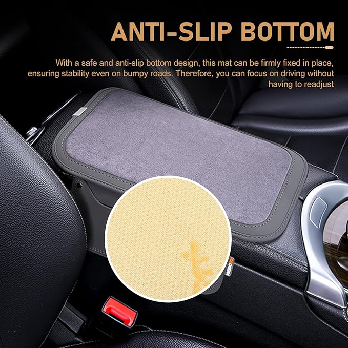 Car Center Console Cover with 2 Storage, Anti-scratch Automotive Arm Rest Cover Cushion, Vehicle Center Console Protector Pad, Universal for Most Cars SUVs (Gray)
