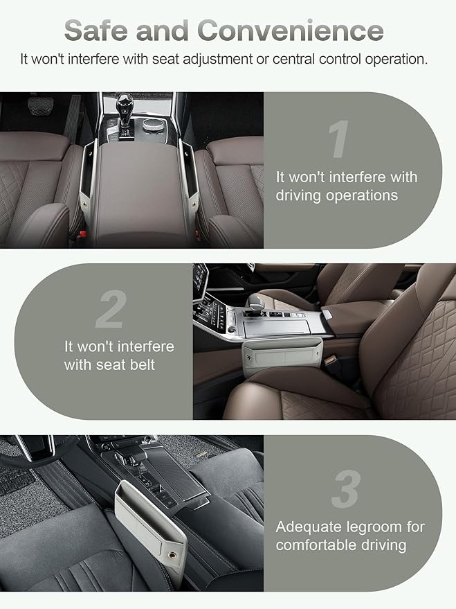 Owntow Premium Leather Car Seat Gap Filler Organizer, Universal Fit Interior Accessory with Card Slots, Car Center Console Organizer for Suv, Truck (Beige, 2 Pack)