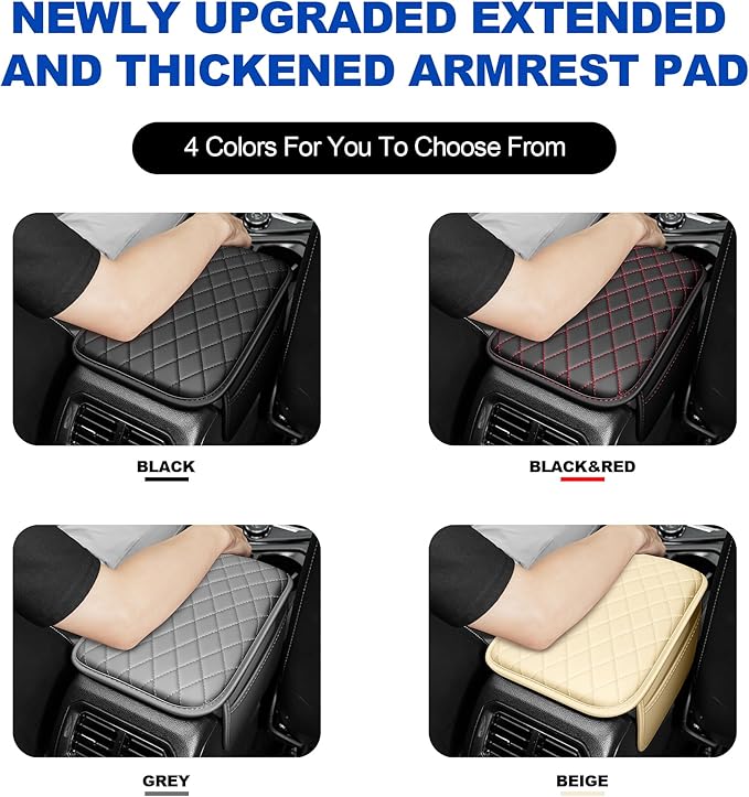 Center Console Cover Compatible with Chevrolet/Chevy Equinox Leather Car Armrest Cover with Storage Pockets.,Anti-Scratch Auto Armrest Pad Accessory （Black