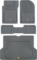 Cat® ToughLiner Heavy Duty Rubber Floor Mats & Cargo Trunk Liner for Car SUV Van Sedan, Gray - Trim to Fit, All Weather Deep Dish Automotive Floor Mat, Total Dirt Protection