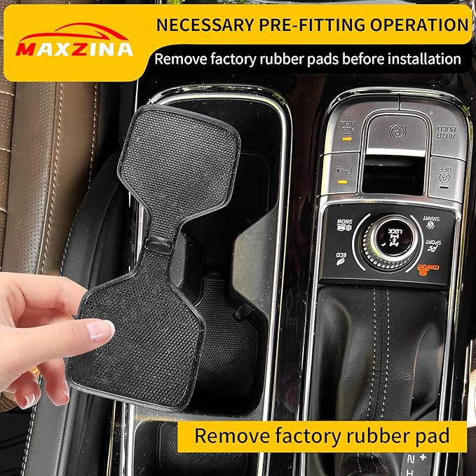 Maxzina Cup Holder Compatible with 2020-2025 Kia Telluride Cup Holder Silicone Insert Center Console Cup Holder Silicone Black Bottle Holder Interior Decoration for 2024 Telluride Accessories