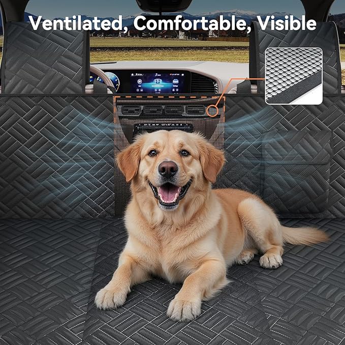 Wexyldra Dog Car Seat Cover for Back Seat- Heavy Duty Waterproof- Hard Bottom Backseat Extender Fits Sedan SUV & Small Truck, Full Coverage for Doors, Rear Seats & Front Headrests