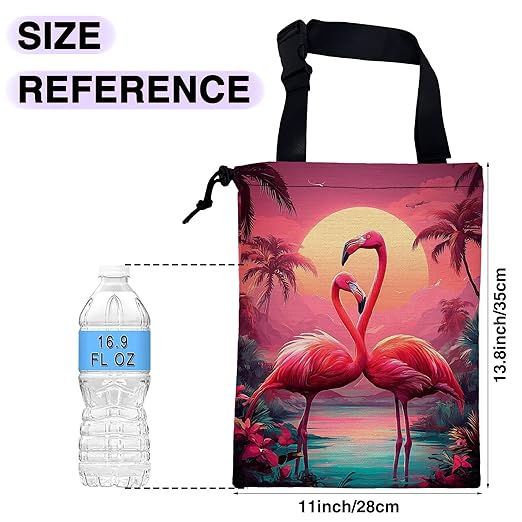 UUCBTAH Car Trash Bag Pink Flamingo Car Trash Bin Leakproof Waterproof Car Trash Can for Back Seat, Foldable Car Garbage Bag with Adjustable Straps and Drawstring for Car Accessories