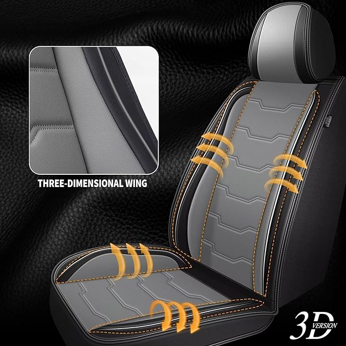 DISUTOGO Seat Covers Fit for Cube 2009-2014 Seat Covers Full Set Car Seat Covers Faux Leather Breathable Waterproof Car Seat Protector (5 Seats, Black&Grey)