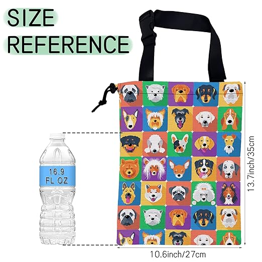 NHNXHWIA Dogs Face Car Garbage Bag,Waterproof Small Car Trash Bag Hanging Back of Seat,Drawstring Hanging Car Trash Bag with Adjustable Buckle for Car Accessories