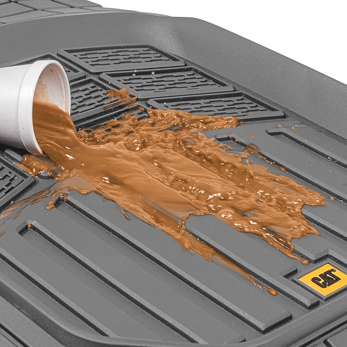 Cat® CAMT-9014 (4-Piece) Heavy Duty Deep Dish Rubber Floor Mats, Trim to Fit for Car Truck SUV & Van, All Weather Total Protection Durable Liners