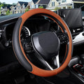 SEG Direct Steering Wheel Cover for 14.5-15 inch Wheels, Breathable PU Leather with Perforated Sides, Anti-Slip Grip, Universal Fit for Cars & SUVs, Black and Orange