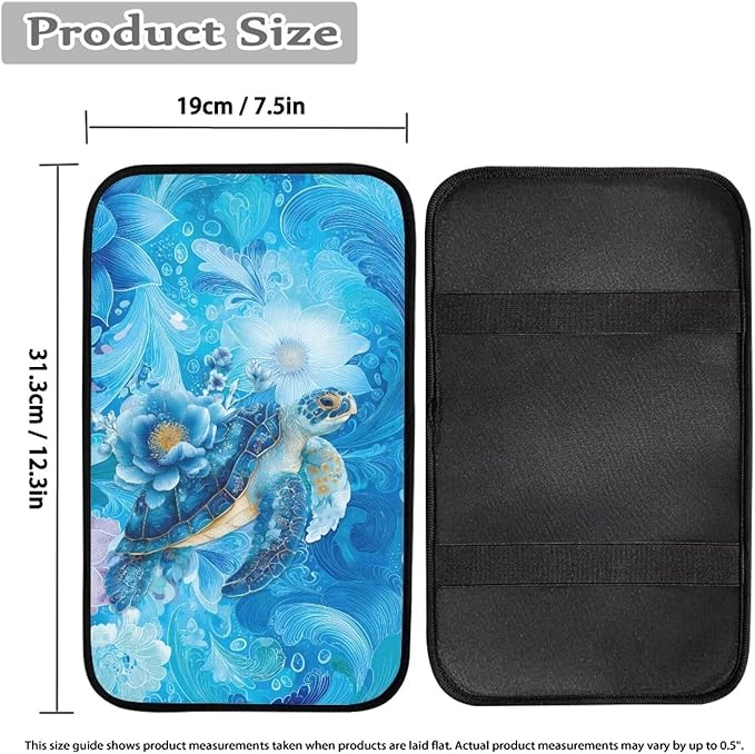 Blue Sea Turtle Car Center Console Cushion Pad Protect from Pet Claws Car Center Console Cover Auto Console Armrest Cover Universal Armrest Cover Pad
