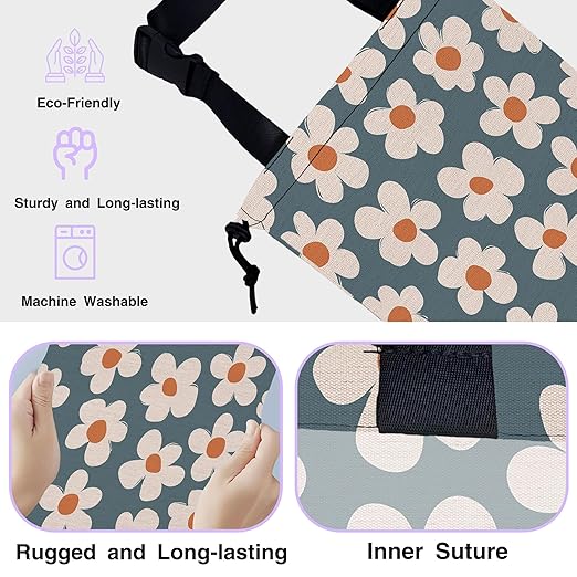 UUCBTAH Car Trash Bag Cute Flowers Car Trash Bin Leakproof Waterproof Car Trash Can for Back Seat, Foldable Car Garbage Bag with Adjustable Straps and Drawstring for Car Accessories