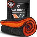 VALKROS X- Large Car Drying Towel, 36x24 Microfiber Towels for Cars, 1300 GSM, 70/30 Blend, Dual-Sided Highly Absorbent Twisted-Loop Edgeless Car Detailing Cloth, Scratch/Streak-Free [Orange/Black]