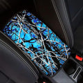 JEOCODY Blue Camo Hunting Car Armrest Pad Soft Center Console Arm Rest Mat Cover Universal Fit Soft Comfort Center Console Armrest Cushion for Car Interior Accessories Decoration