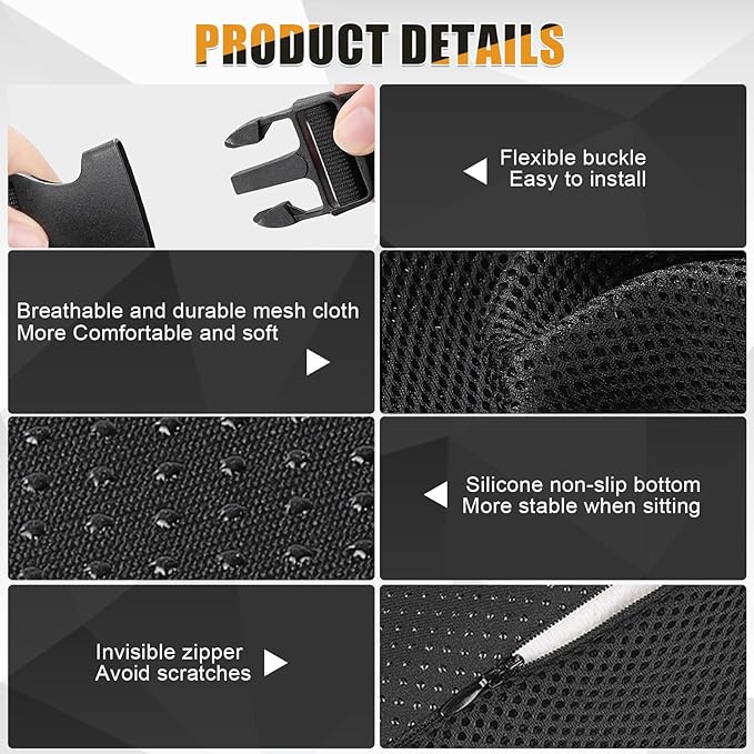 Car Seat Cushion & Back for Most Semi Truck Models, Compatible with Freightliner Volvo Kenworth Peterbilt, Driver Seat Cover for Semi Truck