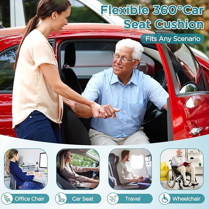 FACULX Rotating Seat for Car 360° Swivel Seat for Car for Elderly Non-Slip Portable Rotating Car Seat Pad for Driving, Chairs, Stool Chair, Ergonomic Design (Gray)